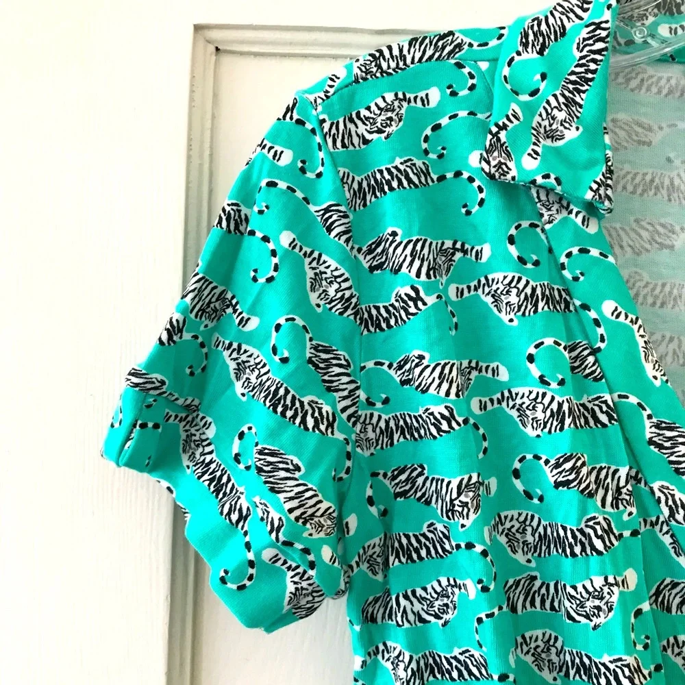 Diane von Furstenberg x GAPKids | Turquoise Tiger Print Wrap Dress XXL (14-16)